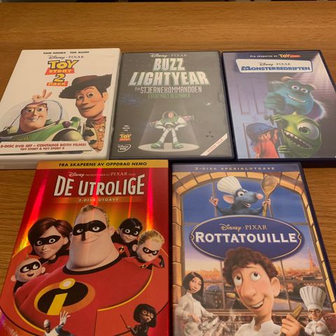 6 stk. Pixar filmer DVD
