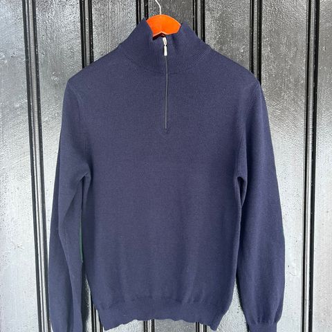 Genser kashmir med zip Str.S/M Marine