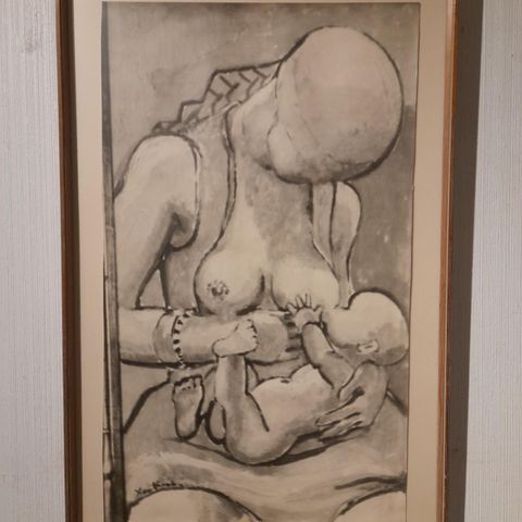 Xan Krohn (Bergen, 1882-1959),"Mor ammer baby", gammelt foto trykk