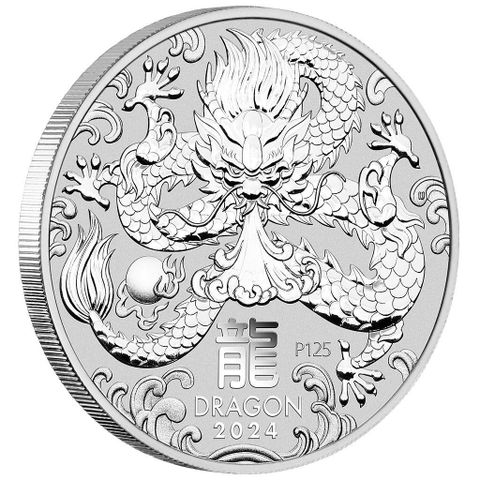 Australia 2024 YEAR OF THE DRAGON - 1 OZ SØLV LUNAR SERIES III