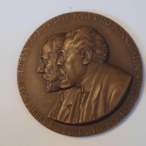 Albert Bonniers Förlag 1832-1937 bronse medalje