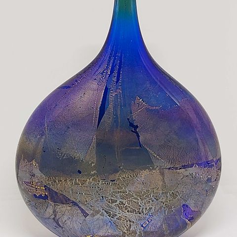 blå  "Lollipop" kunstglass vase, Isle of Wight Studio Glass ,William Walker