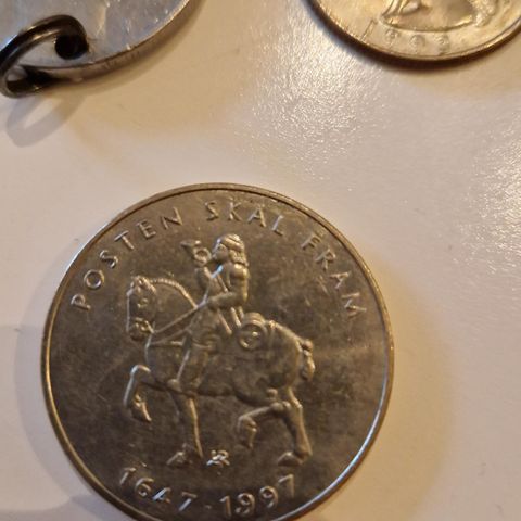 Mynt Norge 5 kr Posten skal fram 1647-1997