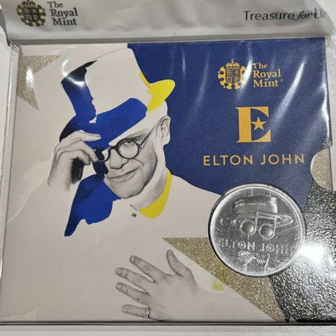 Elton John Coin fra Royal Mint. £5 Nickel