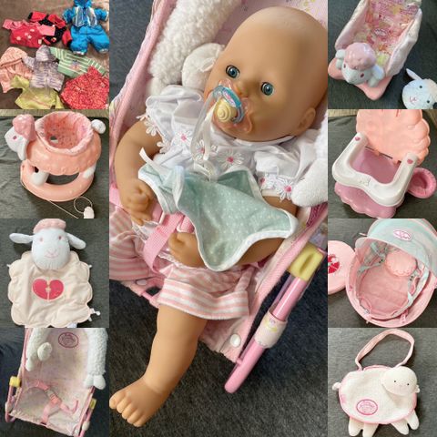 Zapf Baby Annabell interaktiv dukke, Baby born,stelleveske, klær+div.utstyr