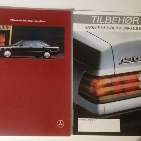 Mercedes 190-Serien -brosjyre og Tilbehør-brosjyre. (NORSK tekst)
