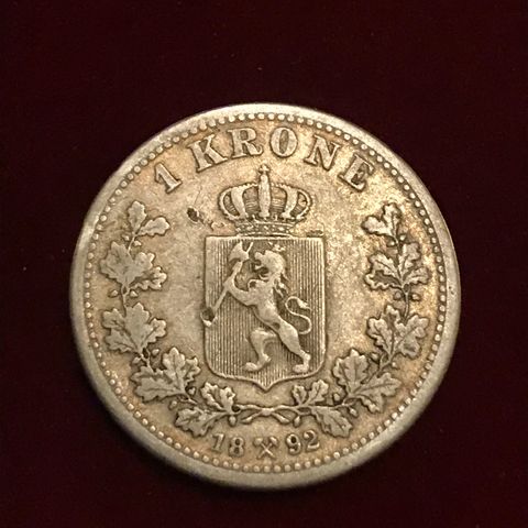 Norsk 1 krone fra 1892