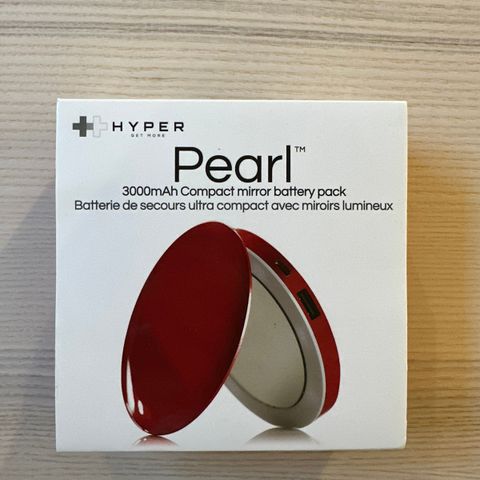 Ny - Hyper Pearl Powerbank - Sminkespeil - Lader - Rød