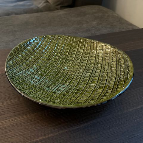 Grønn keramikk – retro fat/skål (RESERVERT)