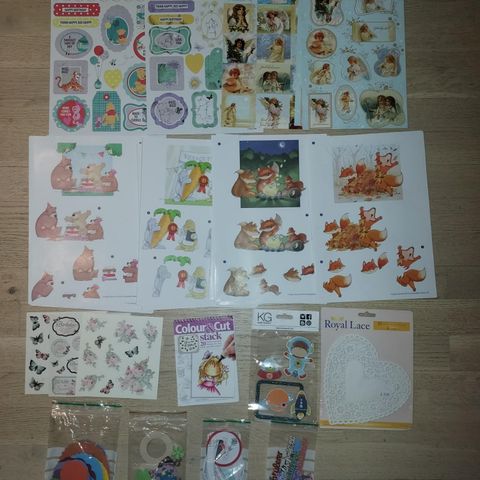 Die cuts, utklipp- og fargemotiver mm til scrapbooking