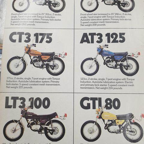 Yamaha 1973 80 100 125 175 250 360 brosjyre