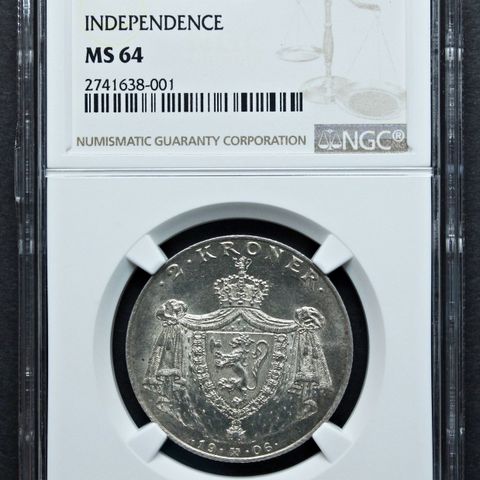 2 Kroner 1906. Gammel Norsk sølvmynt