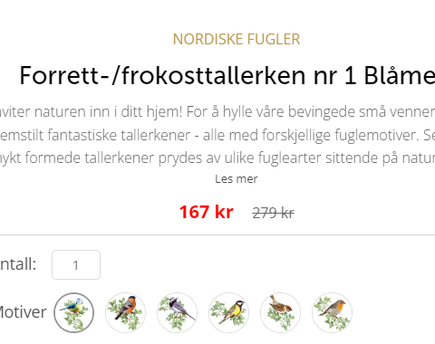 Ønskes kjøpt, 12 frokost tallerker - Nordiske fugler