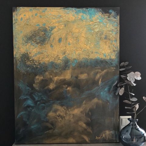 Akryl Maleri " Gold Frequency" 70x90