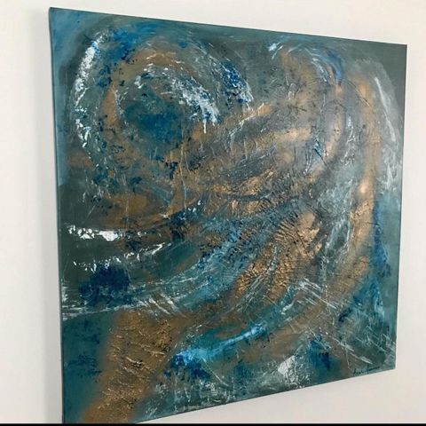 Akryl Maleri " Blue Vibes" 80x80 Deep Edge 37mm