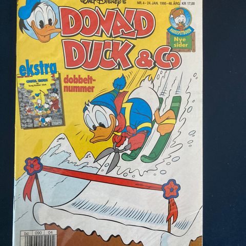 Donald Duck nr. 4 fra 1995 (i ubrutt plast) med ekstranummer