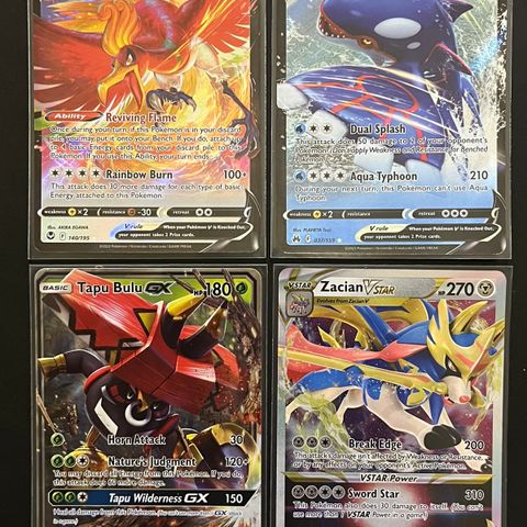 Veldig sjeldne Pokemon kort, STORT UTVALG: V, Vstar, Vmax, EX, GX, BREAK, (NM/M)