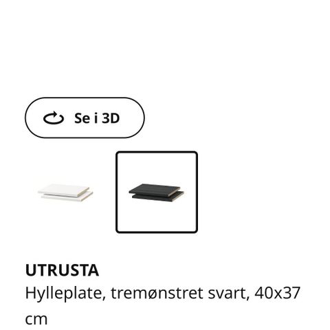 4x Ikea Utrusta Hylleplate 40x37cm tremønstret svart