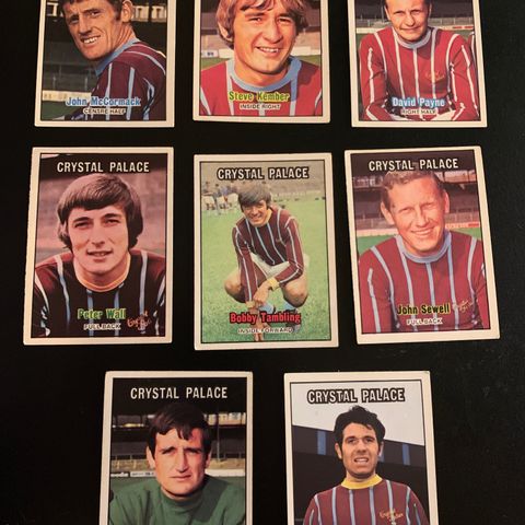 8 stk Crystal Palace fotballkort fra 1970  Sjeldne!