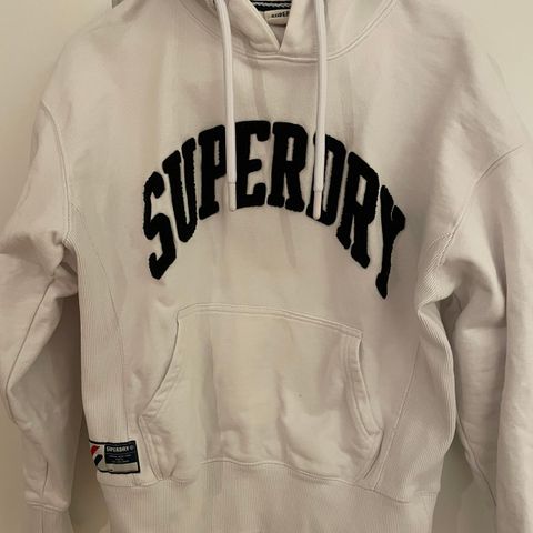 Superdry hettegenser - hvit, str. 38, kr 180,-