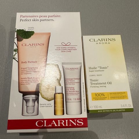 Ny Clarins tonic treatment oil og body partner set