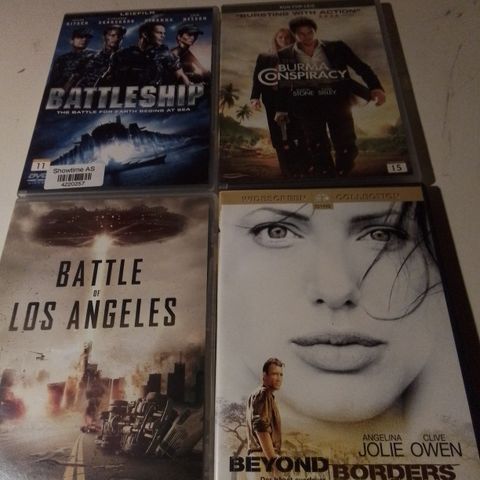 Battle of Los Angeles- Battleship- Burma Conspiracy- Beyond Borders- Bad Boys