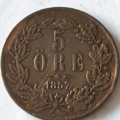 5 øre 1857 Sverige