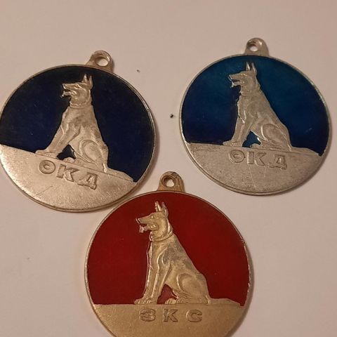 3 stk Vintage USSR Sovjet-Russland Hunde medaljer