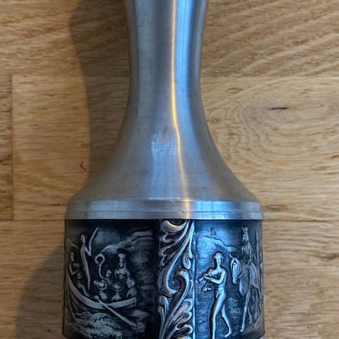 Norsk tinn, pewter, Vase, 18x5x7 cm