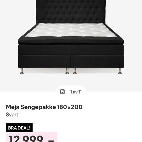 Meja Sengepakke 180x200 Svart med nakkepute