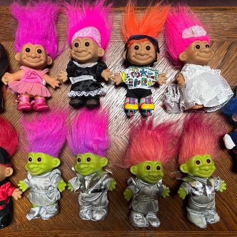 Lykketroll Trolls RUSS. 90s, Brud, captein, alien, ballerina, pilot, rytter,