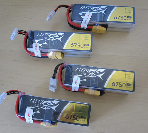 Nye TATTU 6750mAh 25C 4S1P 18.4V – XT90 Li-Po batterier