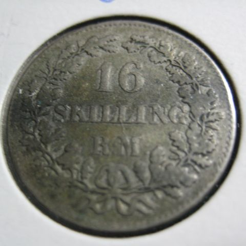 16 skilling  1856 sølv  Danmark