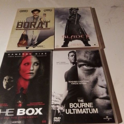 Box- Bourne Ultimatum- Blade- Borat- Be Kind  Rewind-Babymakers - Alibi