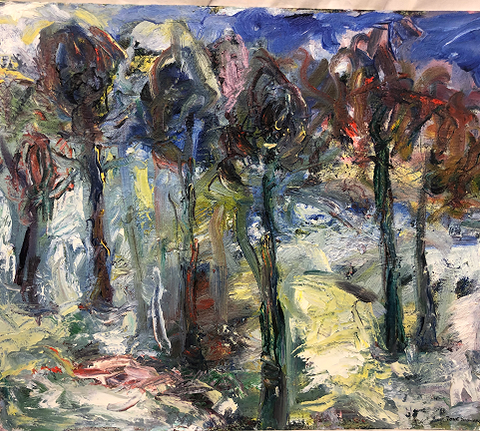 "Fabelskogen". Tove Youmans. Oljemaleri på plate.