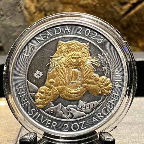 2 oz 2023 Ice Age: Smilodon Sabre-Toothed Cat Silver Coin | Royal Canadian Mint