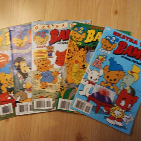 Bamse - 5 stk tykke nummer - 12/1998, 12/2000, 2/2004, 2/2005,2/2009