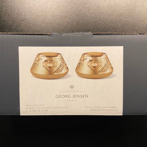 Georg Jensen TEALIGHTS, 2 pcs 18 karat Gold Plated Stainless Steel