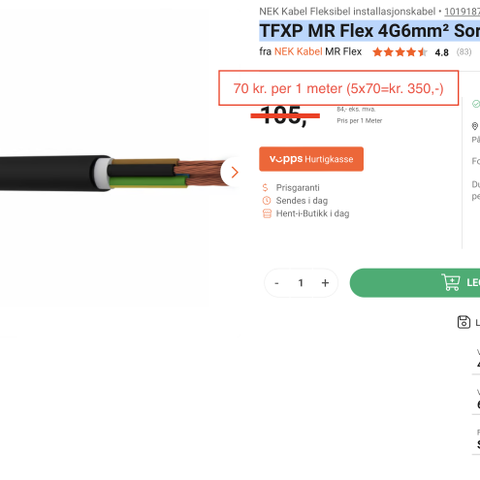 TFXP MR Flex 4G6mm² Sort