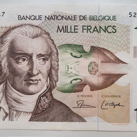 1 000 francs Belgia - serie 1980-1996 - usirkulert kvalitet