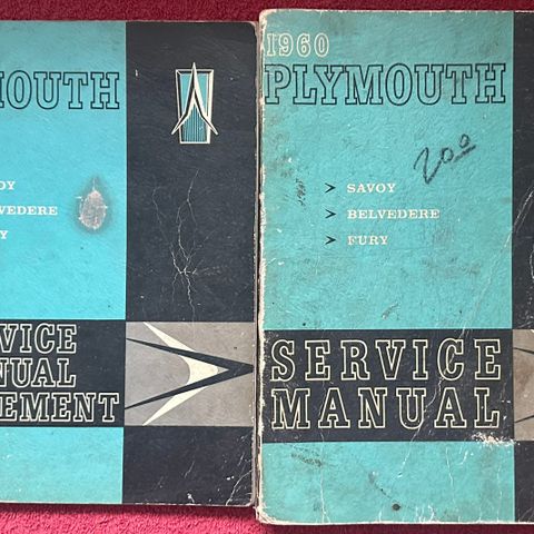 1960 Plymouth Service Manual og 1961 Service Manual Supplement