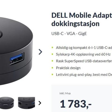 Dell Mobile Adapter DA300 Dokkingstasjon