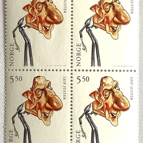 Norge 2001  Skuespillerprofiler II  Leif Juster  NK 1436 4-blokk Postfrisk