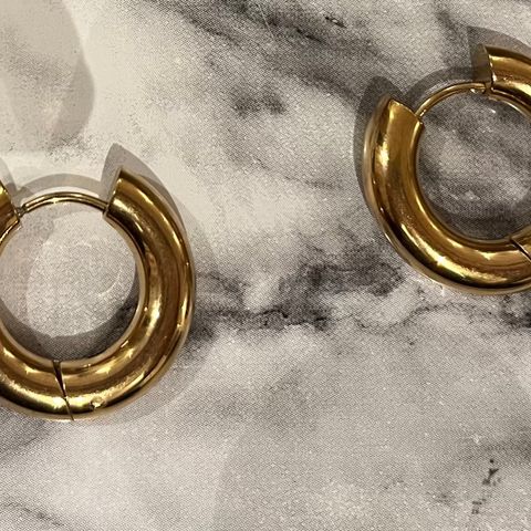 Chunky hoops, gullbelagte, rustfritt stål, nye