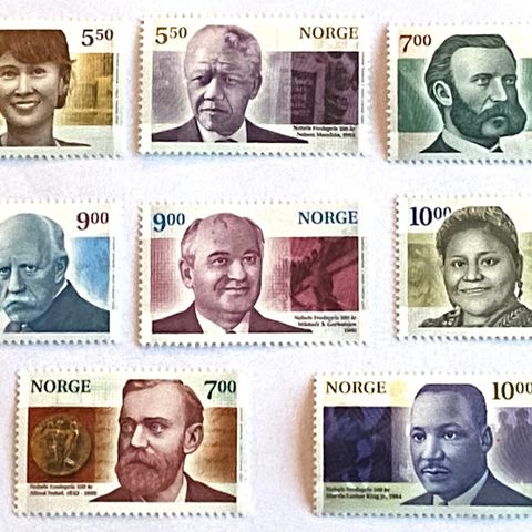 Norge 2001 Nobels Fredspris 100 år. NK 1440 - 1447. Postfrisk