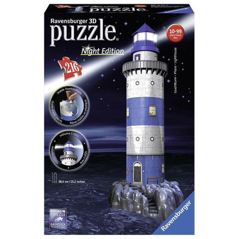 3d puslespill Lighthouse night edition Ravensburger