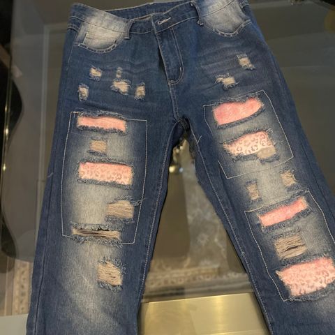 Jeans m/lapper str 2xl