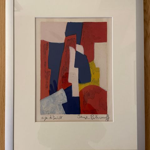 Lithographi - Composition bleue, rouge et rose - Serge Poliakoff