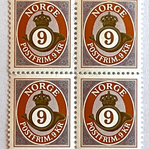 Norge 2002 Posthorn - kronemerker Offset II NK  1455  4-blokk Postfrisk
