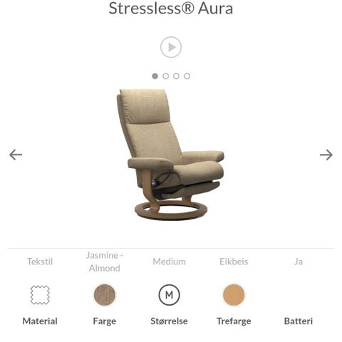 Stressless® Aura Power lenestol fra Ekornes: NY PRIS: 37.339,-